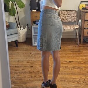 Y2K vintage Blue Denim cargo Midi Skirt - Size small